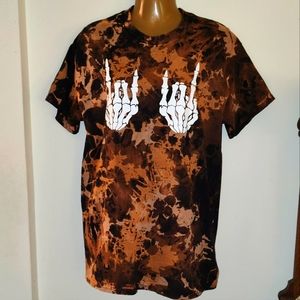 Rock and Roll Skeleton Hands Tie-dye T-shirt